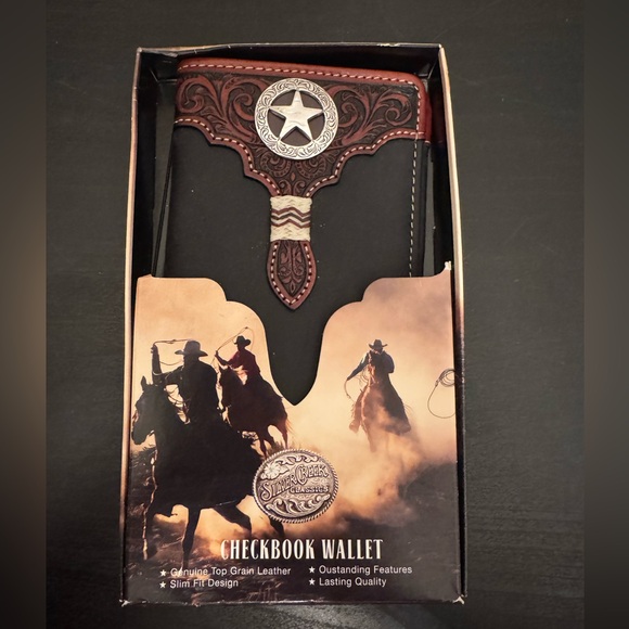 Silver Creek Classics Checkbook Wallet Lone Star Leather Vintage New In Box - Picture 1 of 6